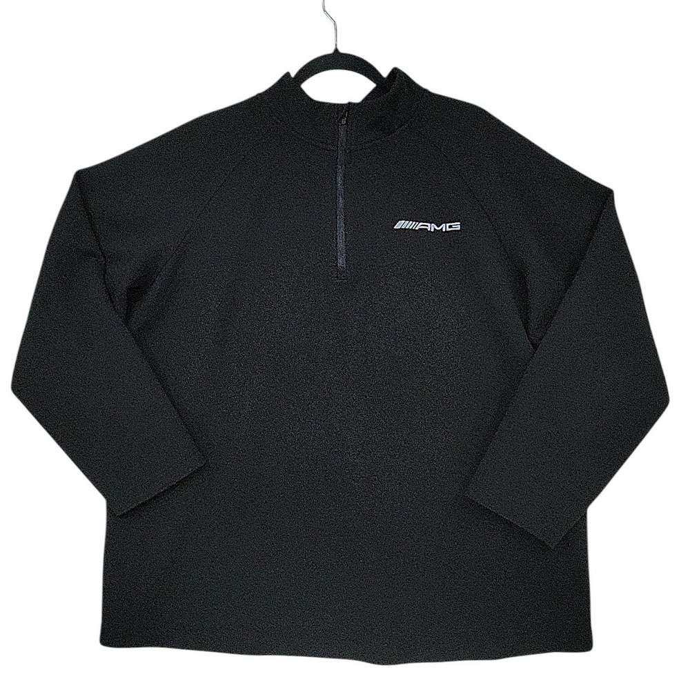 Mercedes-Benz AMG 1/4 Zip Pullover XXL Mens Black Performance Racing Sweater Top